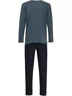 Мужская пижама (лонгслив с надписью и штаны однотонные) зеленого цвета Tom Tailor RT071097/5609-07